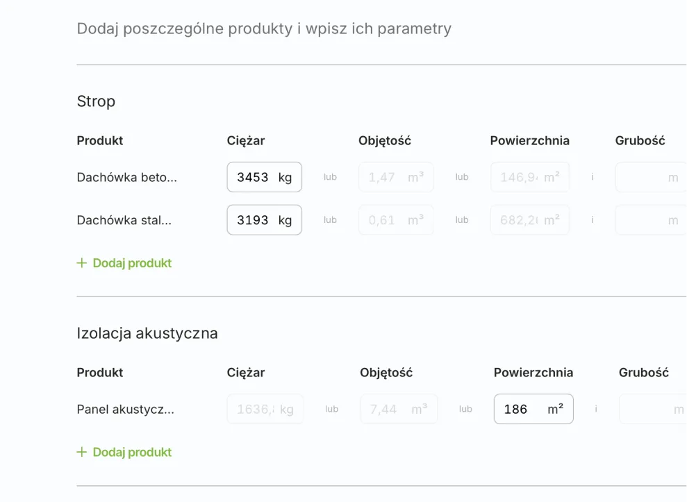 Wprowadź materiały